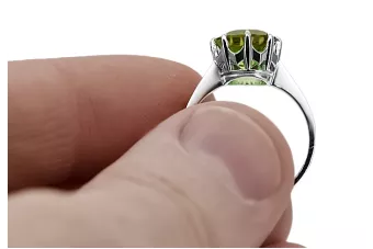 خاتم زبرجد أصفر فضي 925 عتيق فريد من نوعه vrc157s